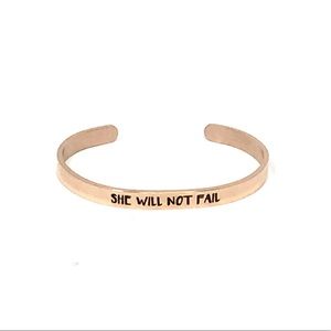 CUTE NEW Rose gold cuff bracelet She Will Not Fail